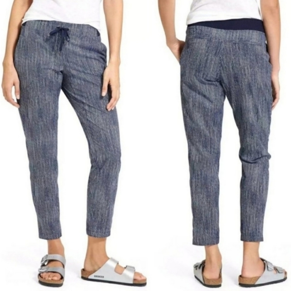 Athleta Midtown Batik Blue Printed High Rise Pants